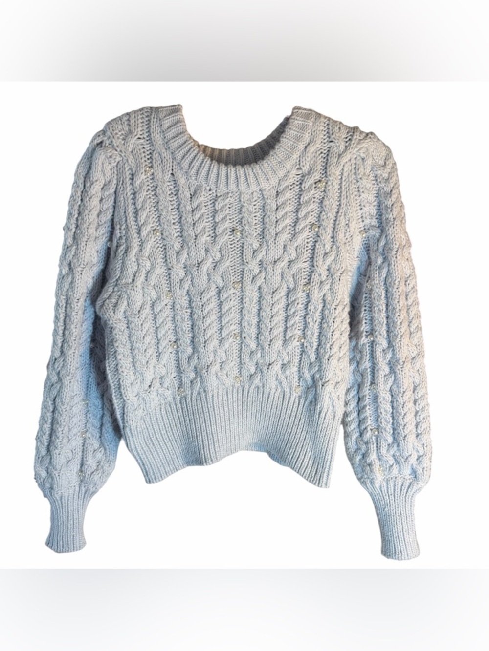 House of Harlow 1960  Cable Knit Pearl-Embellished Sweater - Picture 2 of 10